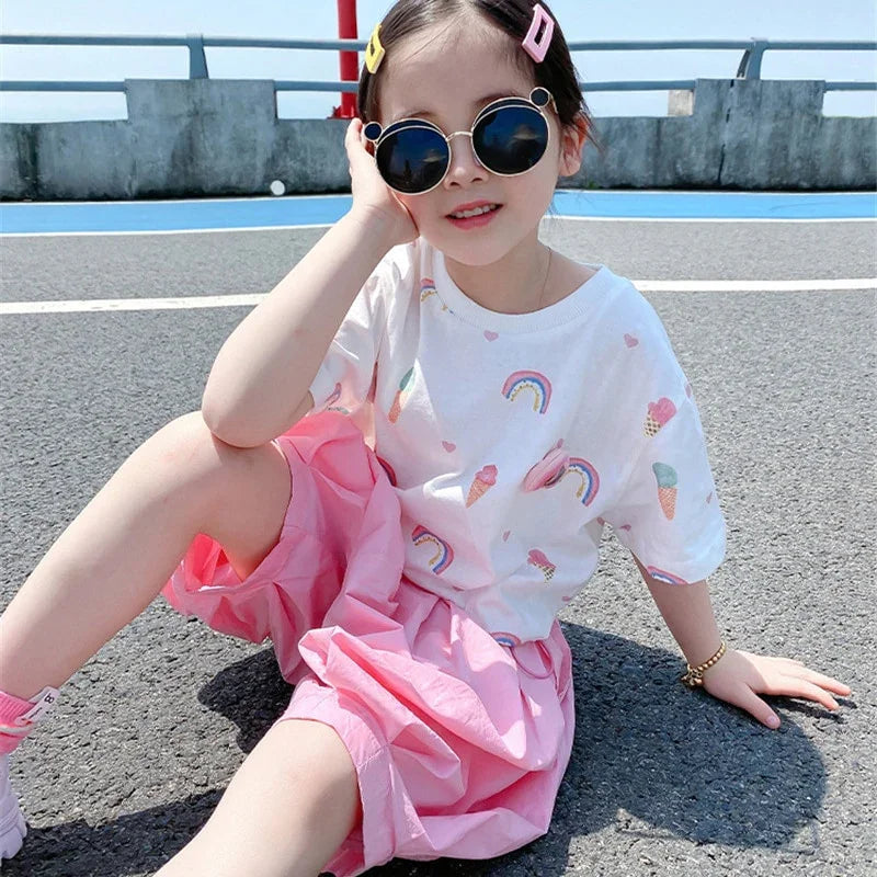 Angelica Girls Clothing Summer Short Sleeve Children Two Piece Set - GuGuTon baby store - Baby Fashion - Toddlers Outfits - Babies Outfits - Toddler Clothes - Kids Clothing - Newborn Clothes - Newborn Wear - Kids Wear - Trending Clothes - Trending Outfits - Fall Fashion - Winter Fashion - Girls Clothes - Boys Clothes - Babies Wear - Kids Accessories - KidsWear - Summer Clothes - Summer Fashion - Summer Trend - Falls Sweaters - Tops - Bottom - Jeans - Blouse - Dresses - Newborn Dresses - Toys