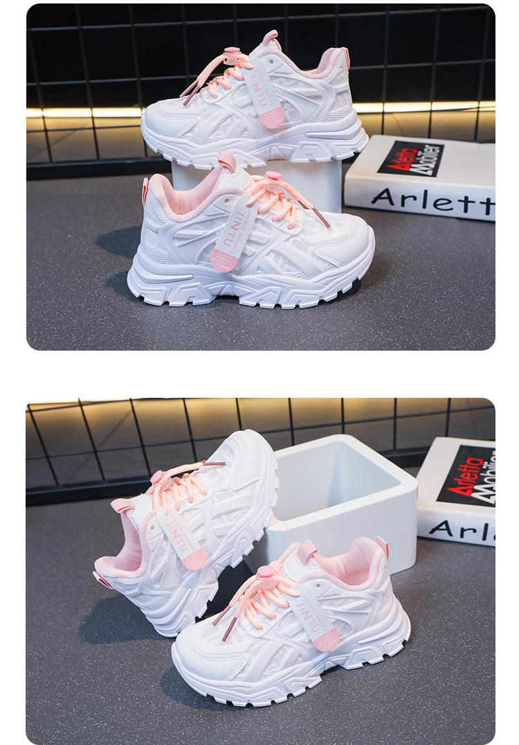 Girls Sneakers 2024 Children Casual Shoes Mesh Platform Designer Tennis Sneaker 6 To 12 Years Kids Sports Shoe for Girl
