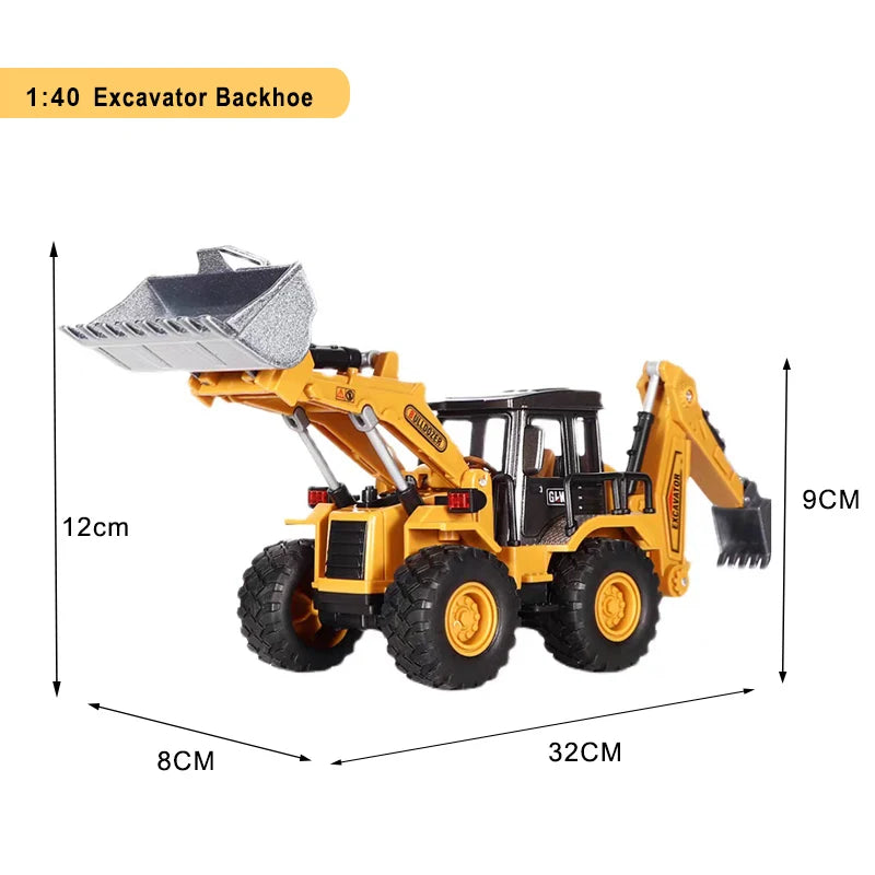 Engineering Vehicle Toys for Boys Alloy+Plastic Tractor Excavator Bulldozer Crane Truck Model Diecast Children Collection Gifts