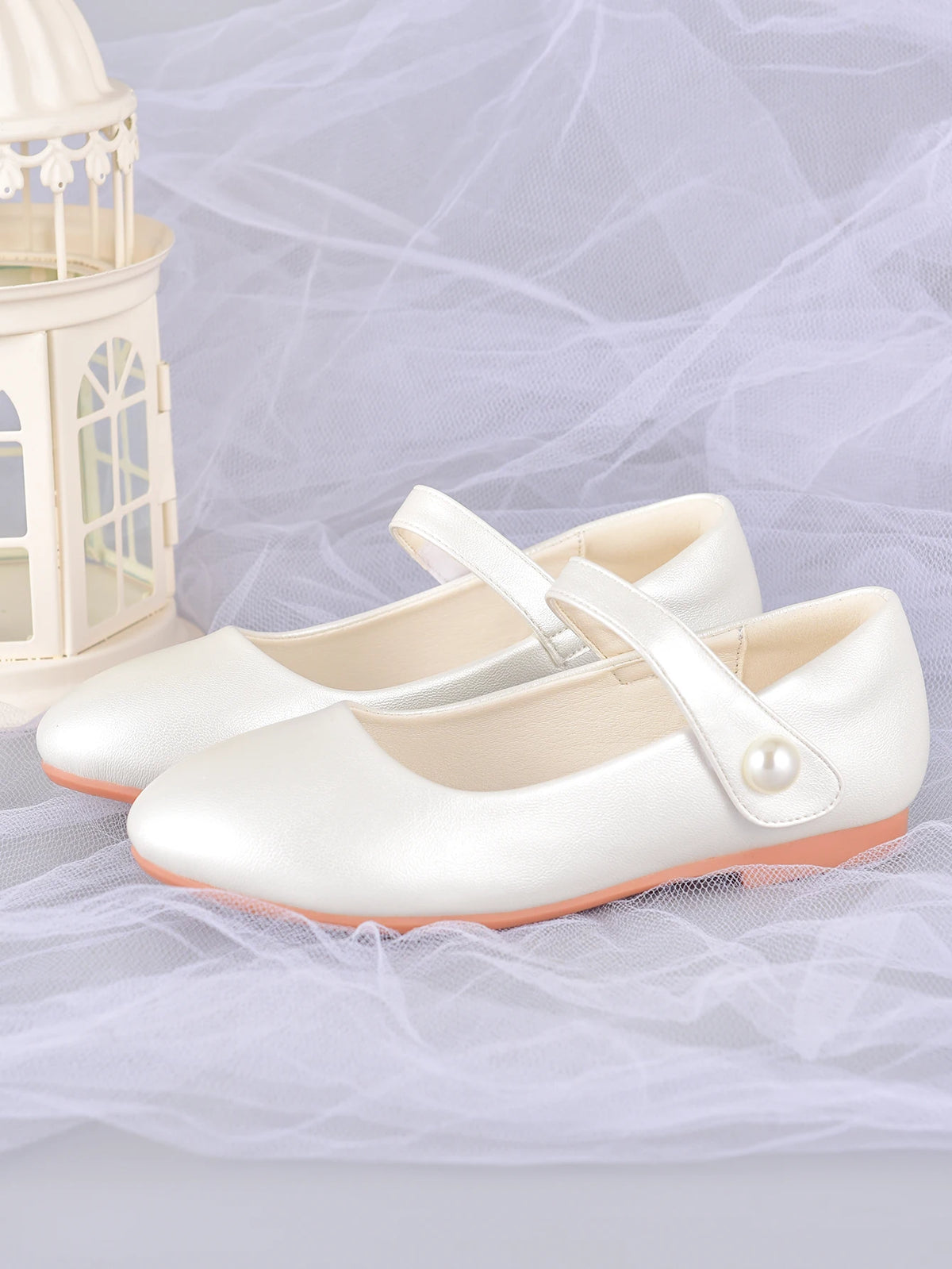 Girl's white princess shoes, suitable for children's performance dress with formal dress shoes