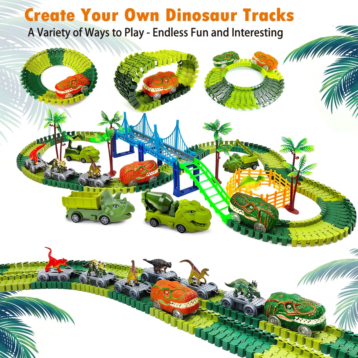 Children Electric Magic Climbing Dinosaur Track Toy Engineering Car Kids