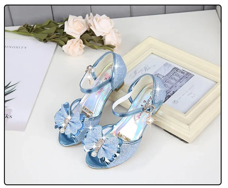 Girls Princess Shoes Summer Children High Heels Open-toe Party Wedding Toddlers Sandals