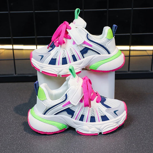 Girl's Color Block Mesh Breathable Chunky Shoes Comfy  Sneakers