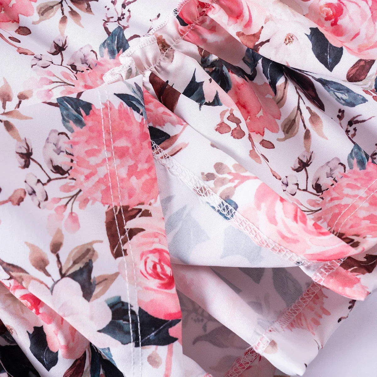 Summer Girls New Flying Sleeve Dress Floral Print Skirt