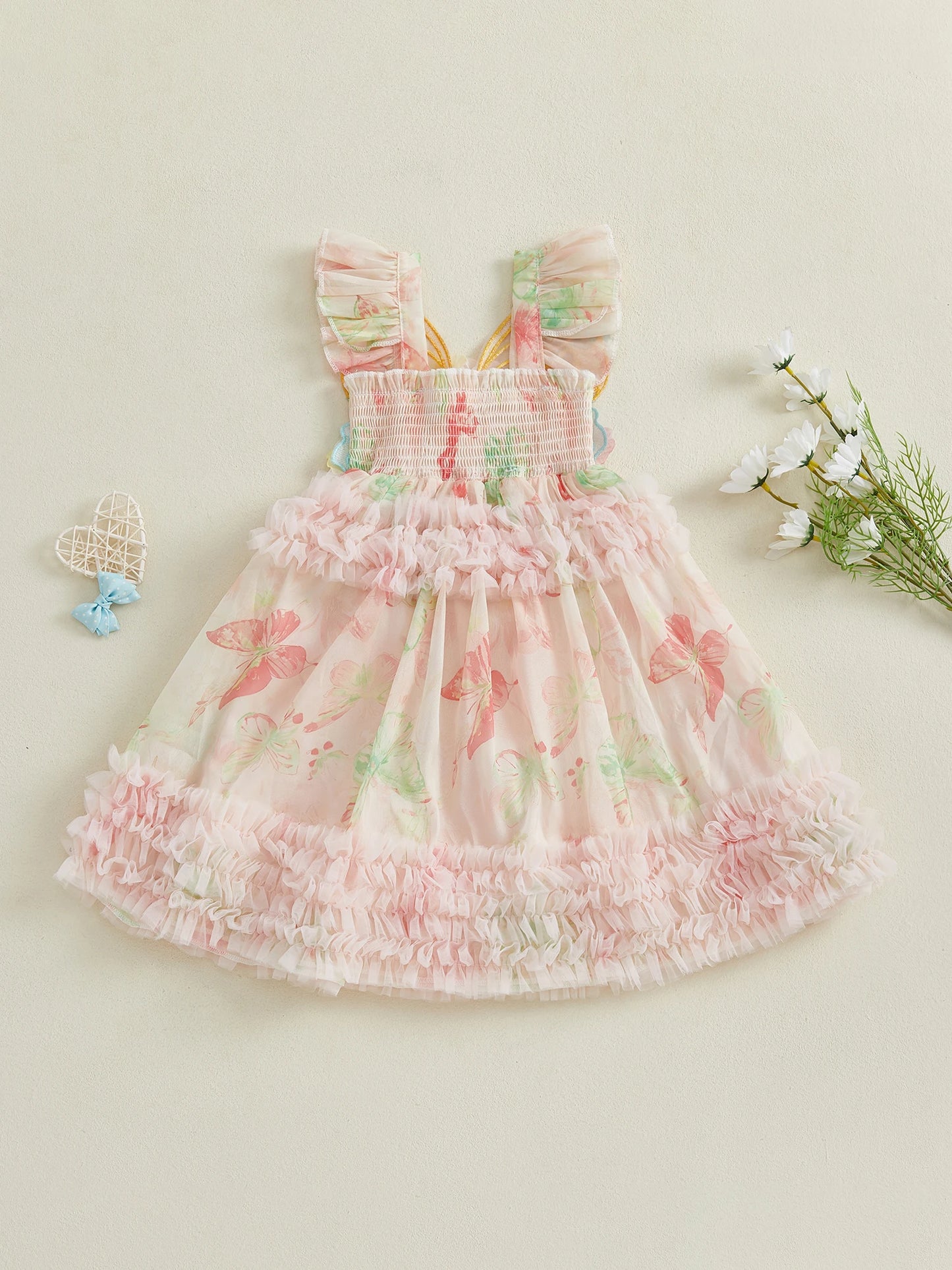 Toddler Girls Butterfly Print Dress for Summer Fashion