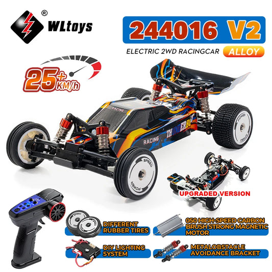 WLtoys 244016 V2 2.4G High Speed Racing Car 2WD 25KM/H 1:24 Gyro Full Scale Remote Control Car