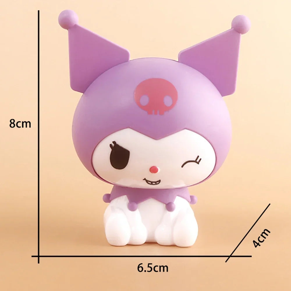 Hello Kitty Kuromi Melody Cinnamoroll Action Figure Toys Dolls Model Ornament Desktop Sanrio Birthday Gifts Cake Decoration Gift