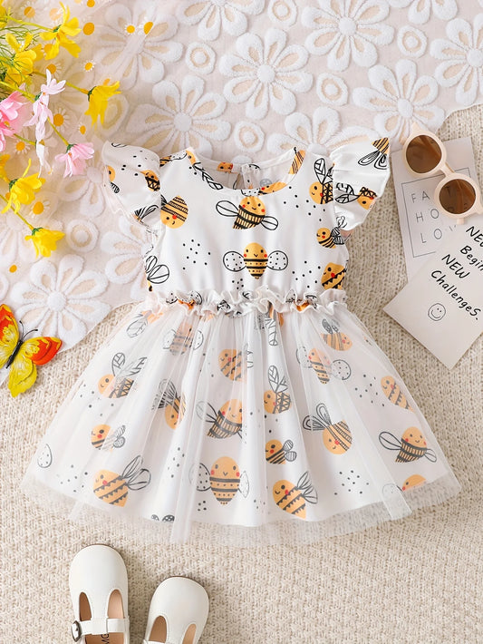 Single-Piece Baby Girl Casual Dress for Spring and Summer, Cute Style, Milk Silk Dress
