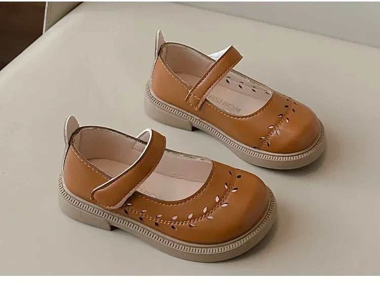 Girls' Leather Shoes Spring and Autumn New Breathable Girl Mary Jane Princess Shoes Black Performance Dance Shoes