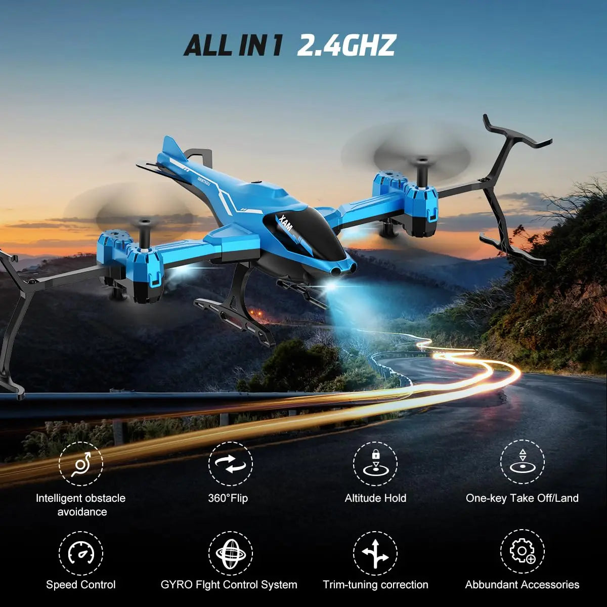 VATOS Super All in 1 Remote Control 2.4Ghz RC Helicopter 360°