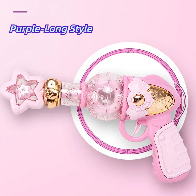 Girls Magical Electric Toy Gun Sound Light Gun Twirling Star Decoration Sweet Cute Princess Toy Non-firing Kids Birthday Gifts