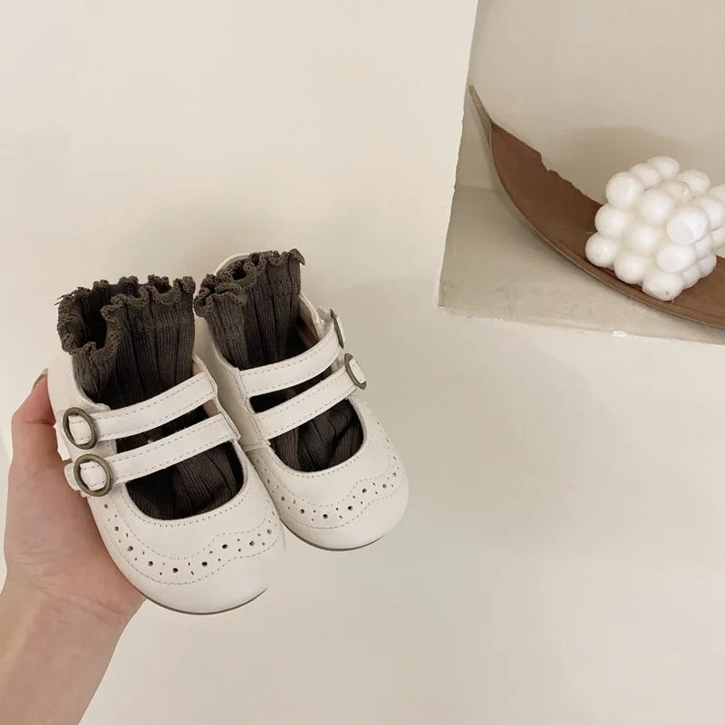 Girls Leather Shoes 2023 Spring Autumn New Versatile Children Retro Princess Shoes