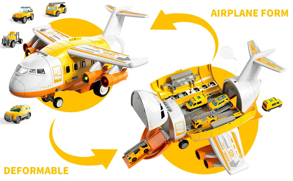 Kids Airplane Toy Set With Fire Trucks For Ages 4-8