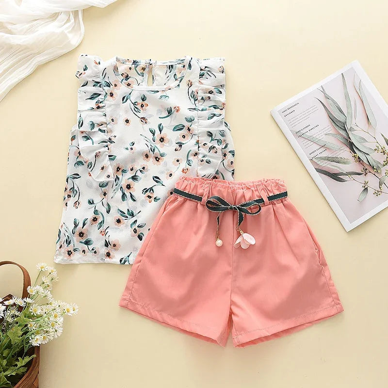 Angelica Girls Clothing Summer Short Sleeve Children Two Piece Set - GuGuTon baby store - Baby Fashion - Toddlers Outfits - Babies Outfits - Toddler Clothes - Kids Clothing - Newborn Clothes - Newborn Wear - Kids Wear - Trending Clothes - Trending Outfits - Fall Fashion - Winter Fashion - Girls Clothes - Boys Clothes - Babies Wear - Kids Accessories - KidsWear - Summer Clothes - Summer Fashion - Summer Trend - Falls Sweaters - Tops - Bottom - Jeans - Blouse - Dresses - Newborn Dresses - Toys