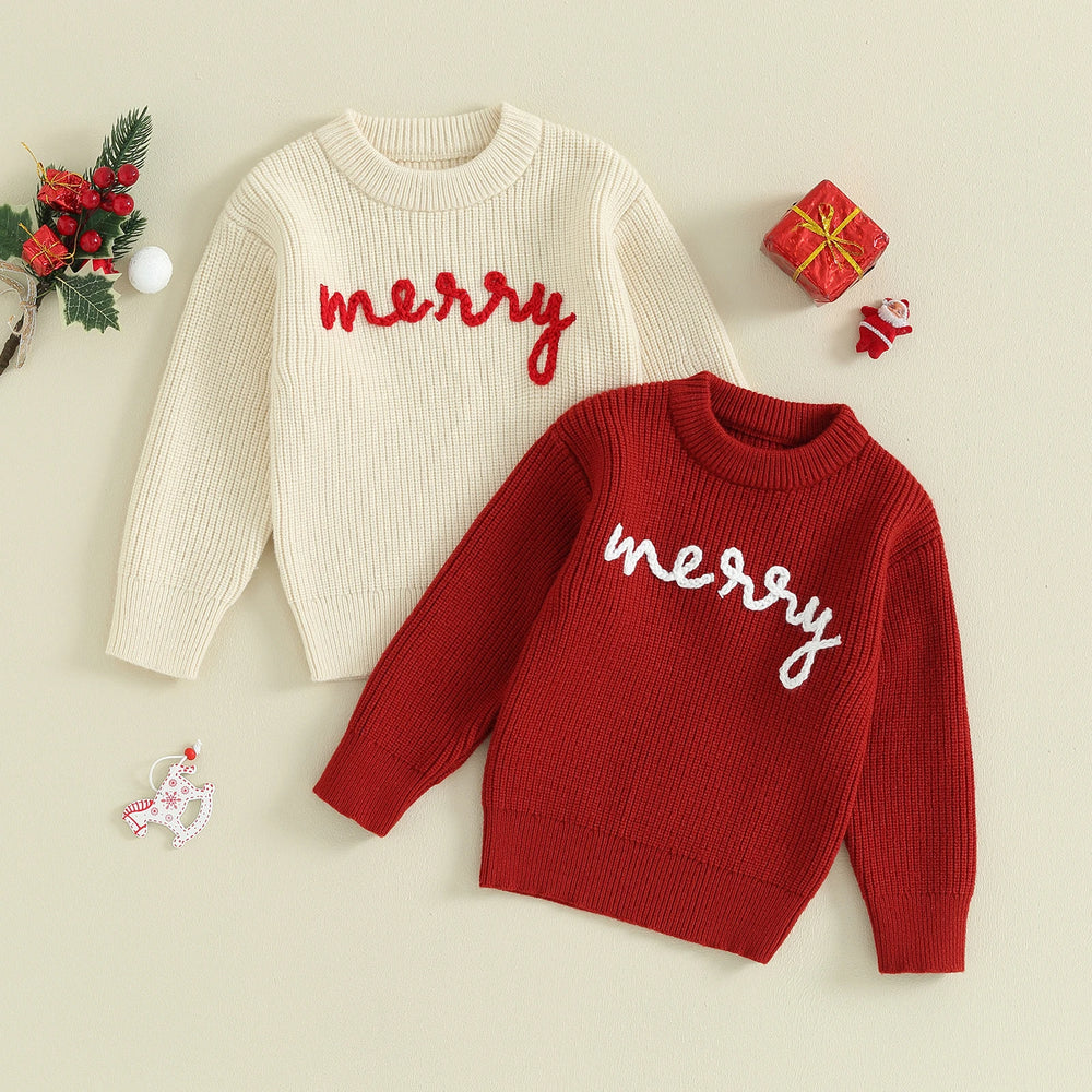 Walter Crew Neck Letters Warm Winter Sweater