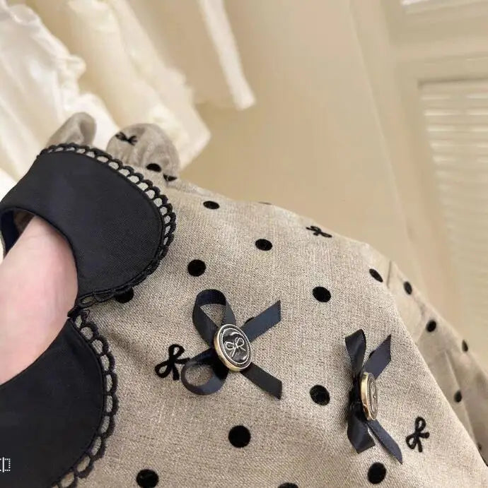 Girl Dress 2024 New Baby Girl Summer French Skirt Round Doll Collar Fashion Princess Dress