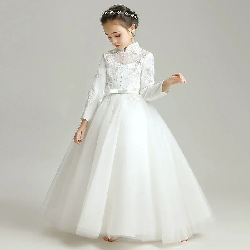 Evening Princess Girls Party White Prom Tulle Dress