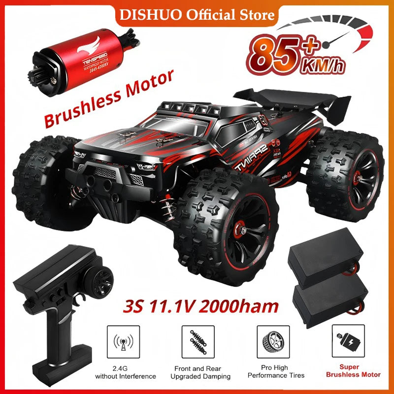 1:16 85KM/H Or 50KM/H 4WD RC Car With LED Remote Control Cars High Speed Drift Monster 4x4 Truck for Kids vs Wltoys 124017 Toys