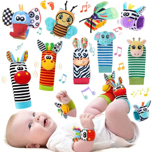 Baby Wrist Rattles Socks Newborn Animal Socks Infants Foot Finder 0-12 Months