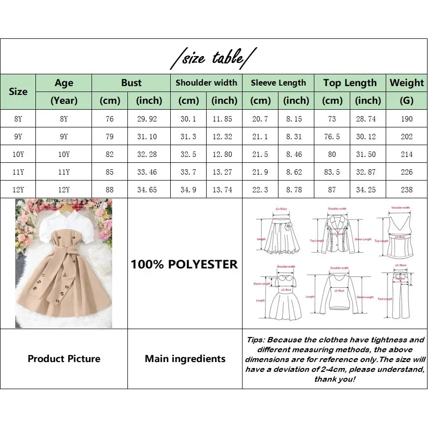 2025 Vintage Elegant Kids Girl Dress Summer Short Sleeves Graduation  Dress