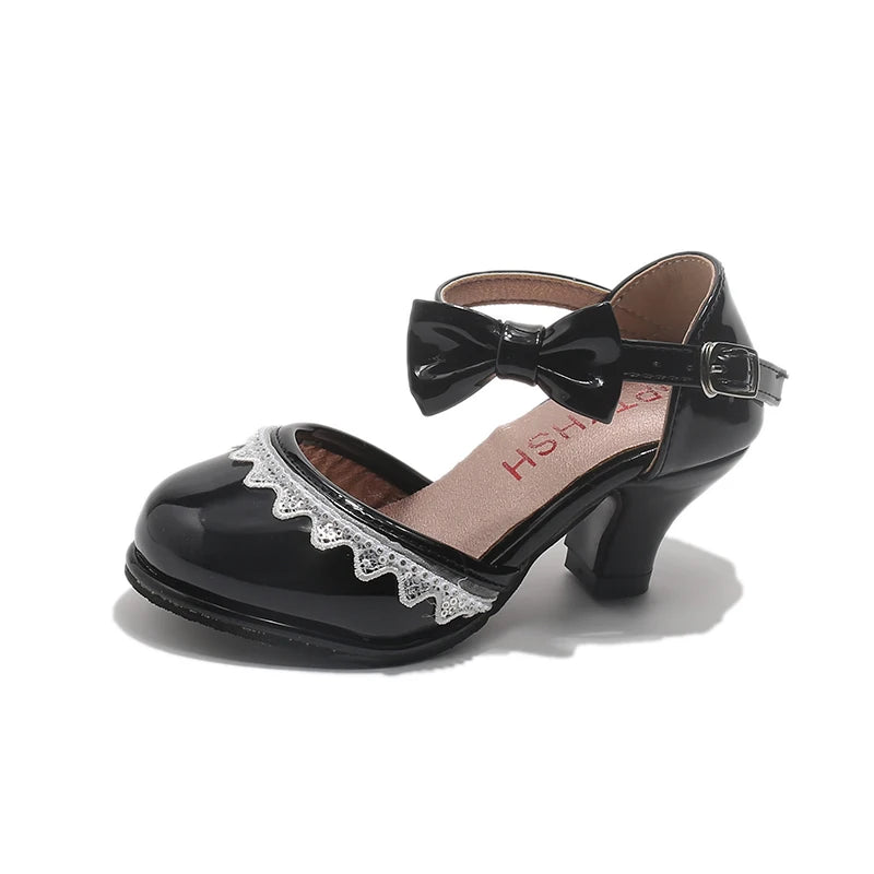 New Leather Shoes Fashion Versatile Comfort Girl Shoe Princess Exquisite Casual High-heeled Sandals Performance Classic Kid Shoe