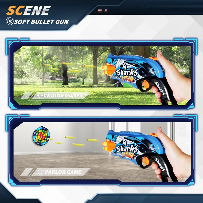 Kids Air Soft Bullet Gun Toys - Graffiti Shark Design
