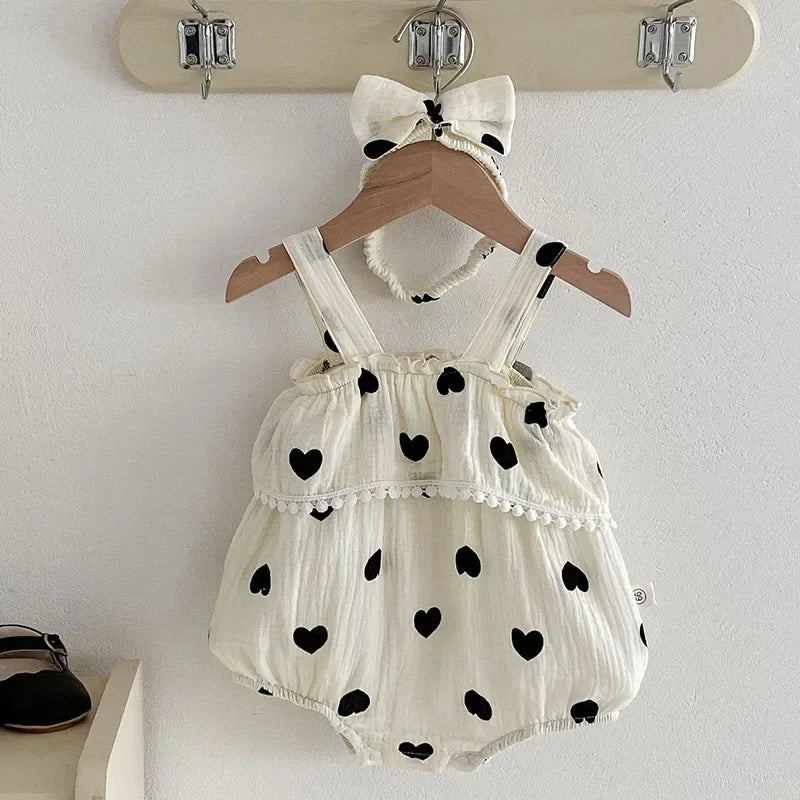 Heart Print Romper Set