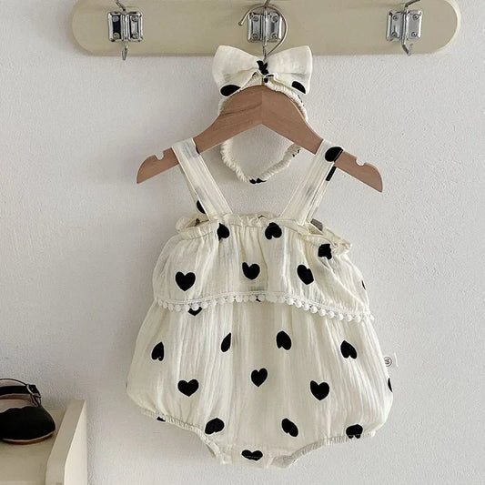 Heart Print Romper Set