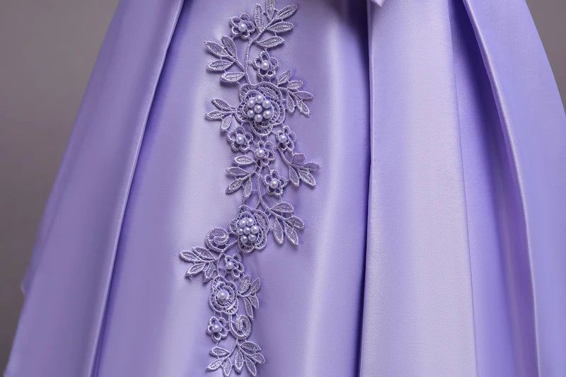 Baby Girl Bow Flower Dress 2-10 Year Children Girl Wedding Birthday Party Princess Dresses Kids Girl Gown Costume Clothing