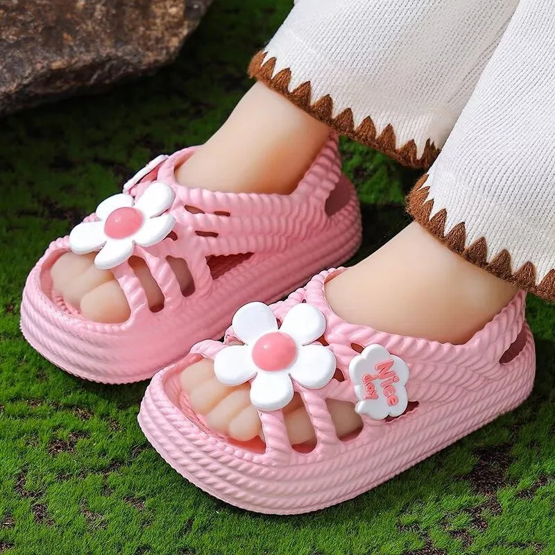 Summer Girls Sandals Cute Flowers Baby Girl Shoes Children Girls Beach Sandals