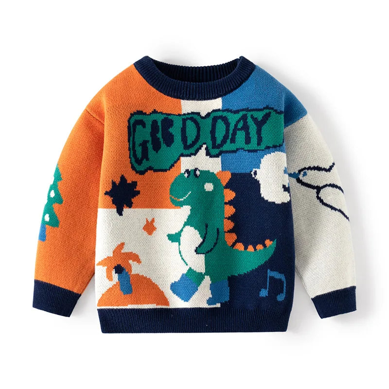 Liam Cute Cartoon Dinosaur Toddler Boys Knitted Sweater - GuGuTon baby store - Baby Fashion - Toddlers Outfits - Babies Outfits - Toddler Clothes - Kids Clothing - Newborn Clothes - Newborn Wear - Kids Wear - Trending Clothes - Trending Outfits - Fall Fashion - Winter Fashion - Girls Clothes - Boys Clothes - Babies Wear - Kids Accessories - KidsWear - Summer Clothes - Summer Fashion - Summer Trend - Falls Sweaters - Tops - Bottom - Jeans - Blouse - Dresses - Newborn Dresses - Toys