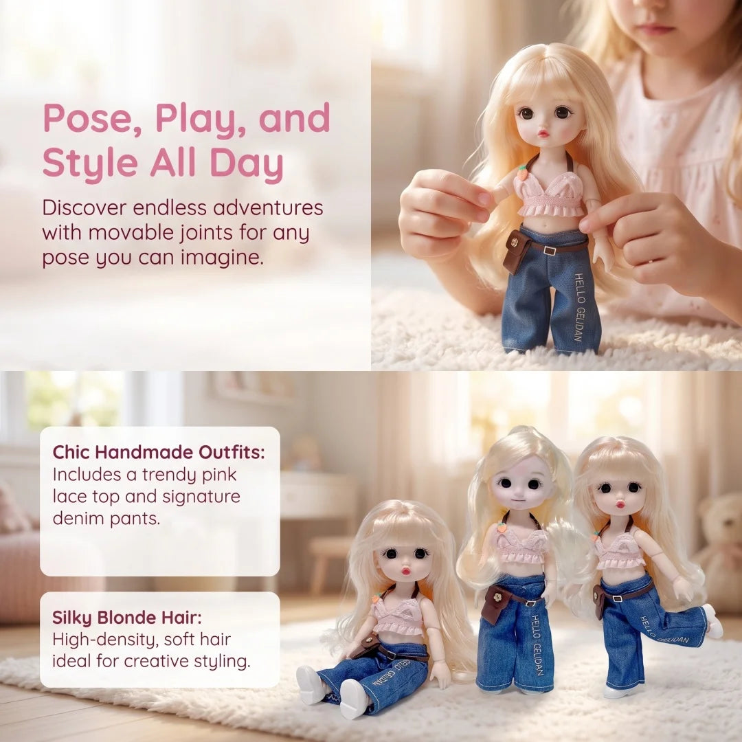 1/12 15-17cm BJD Dolls Cute Princess Dress Up Doll 13 Movable Joint 3D Eyes Toy Kids Doll Toys for Girls Birthday Xmas Gifts