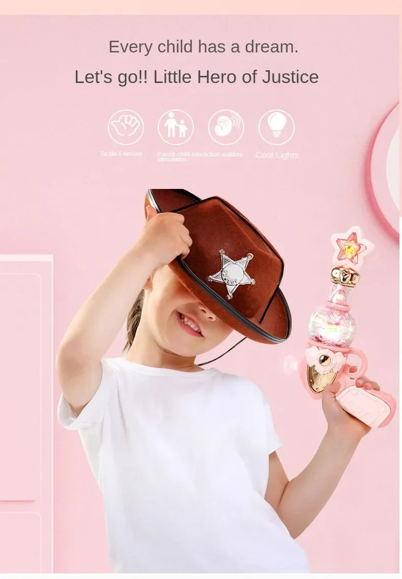Girls Magical Electric Toy Gun Sound Light Gun Twirling Star Decoration Sweet Cute Princess Toy Non-firing Kids Birthday Gifts