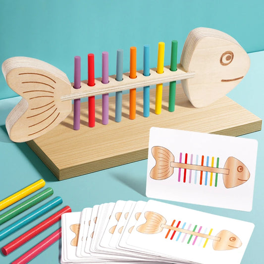 Montessori Color Matching Sensory Toys Wooden Balance Stick Fine Training Game Puzzle Toy
