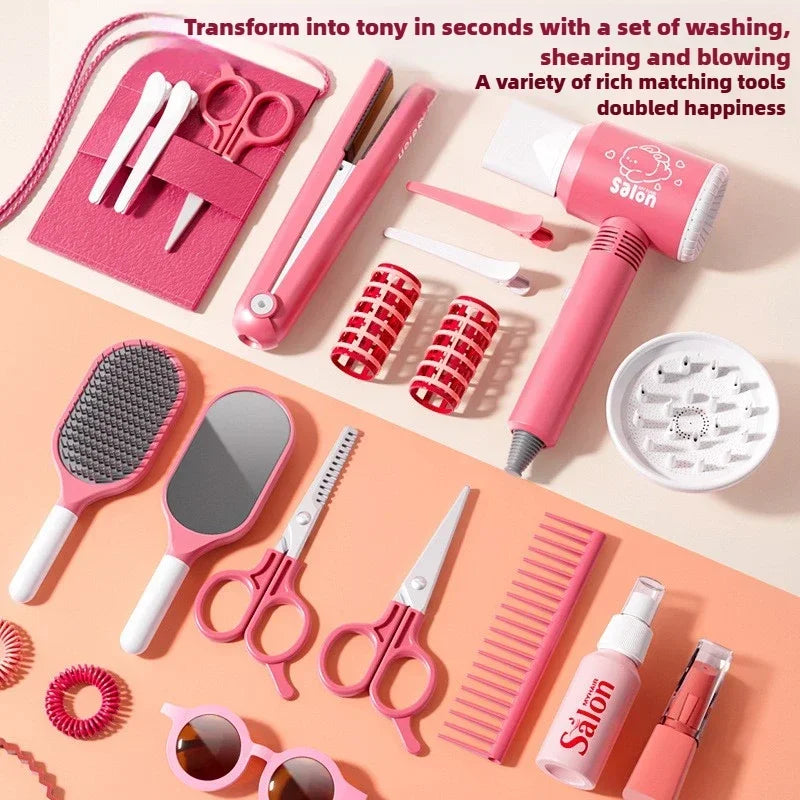 Girls' Beauty Toys Fashion Barber Role Playing Games Simulation Haircut Children Hair Dryer Child Pretend House Play Children