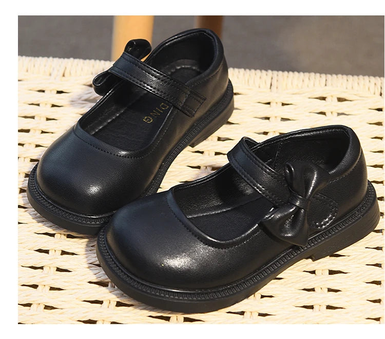 Girls' Shoes, Genuine Leather, Children's Princess Shoes, 2026 Spring and Autumn New Black Performance Shoes, Little Girls' Blac