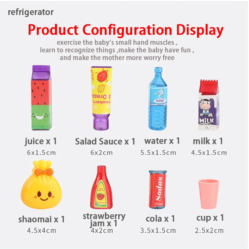Mini Doll Fridge Furniture Kitchen Miniatures Refrigerator Role Playing Game Montessori Play Food Toys for Girls