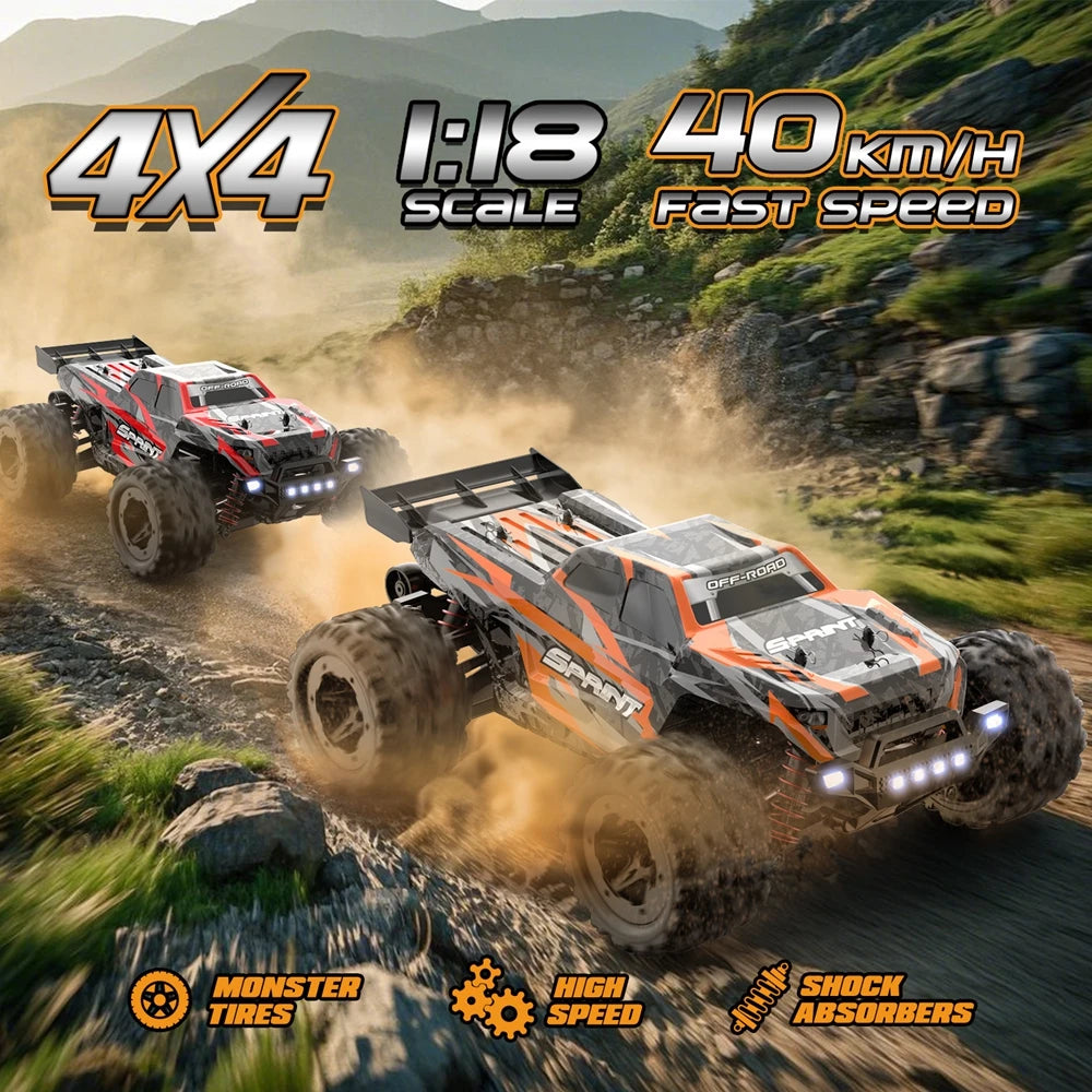 Remote Control Car 4X4 Off Road Monster Truck All Terrain RC Cars 40KPH High Speed 4WD Electric Vehicle Toy Gift for Kid Adult