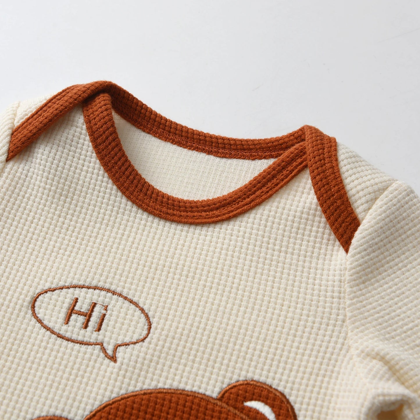 Newborn Boy Autumn Romper with Bear Print