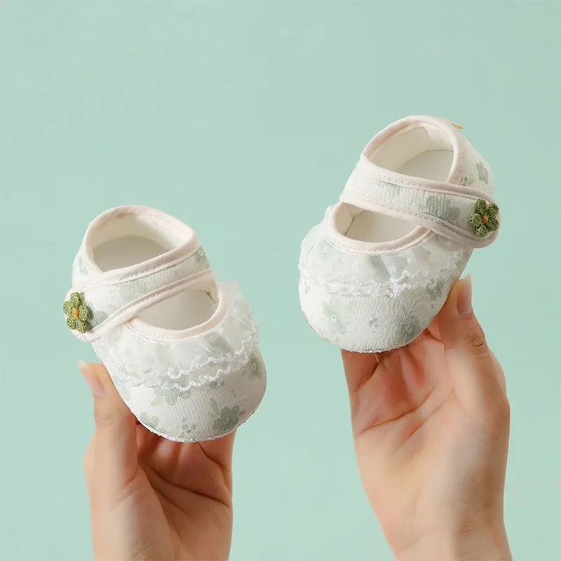 Spring and Summer Baby Toddler Shoes Newborn Baby Girl Princess Shoes 0-2 Years Old  Lace Infant Soft Sole Cute First Walkers