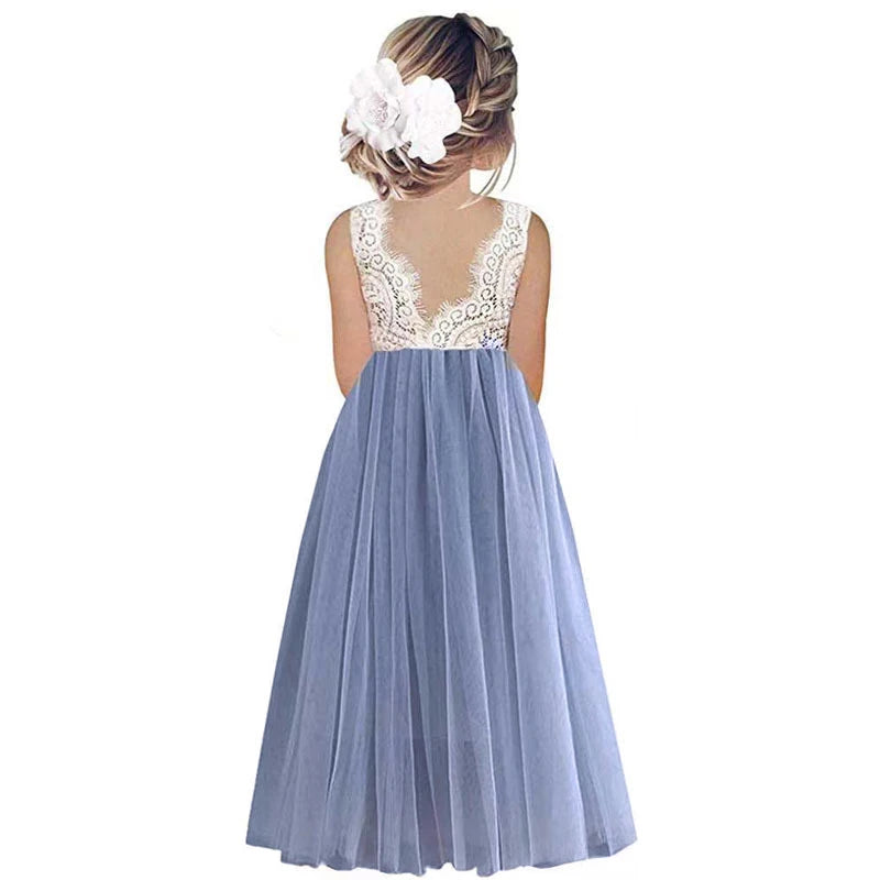 2024 Flower Girl Dress Baby Kids Summer Princess Party Lace Wedding Birthday Dress