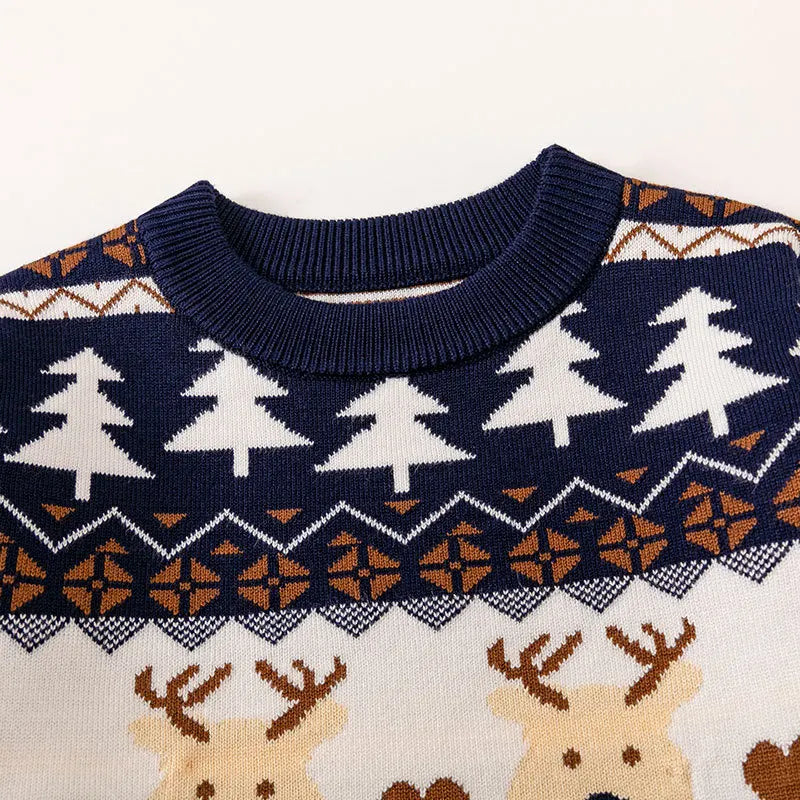 Andres Winter Cartoon Reindeer Print Sweater