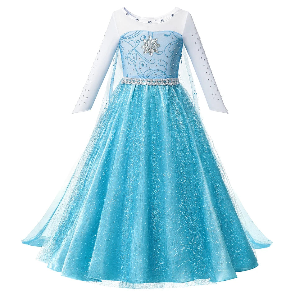 Summer Fancy Queen Elsa Anna Costume Girls Princess Dress