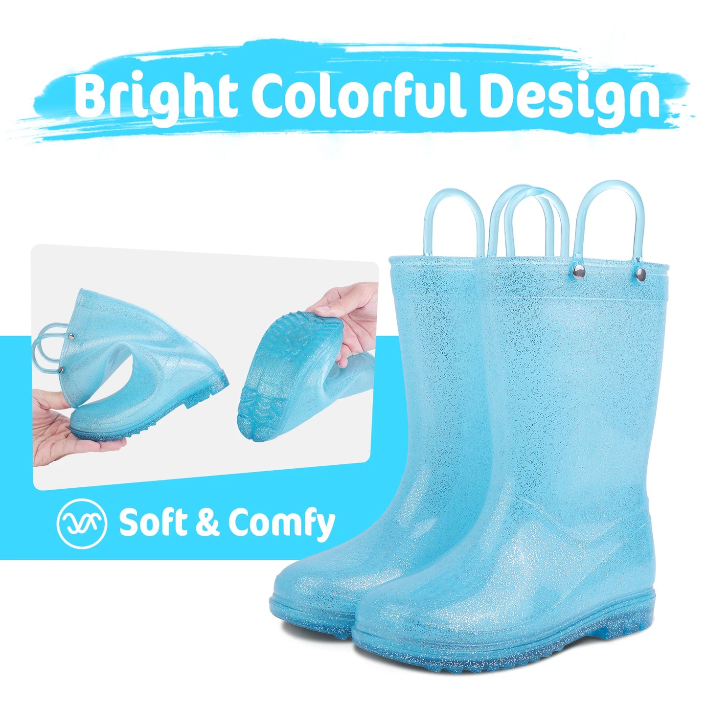 Jaden Evshine  Kids Rain Boots - Fun Dinosaur Unicorn Design
