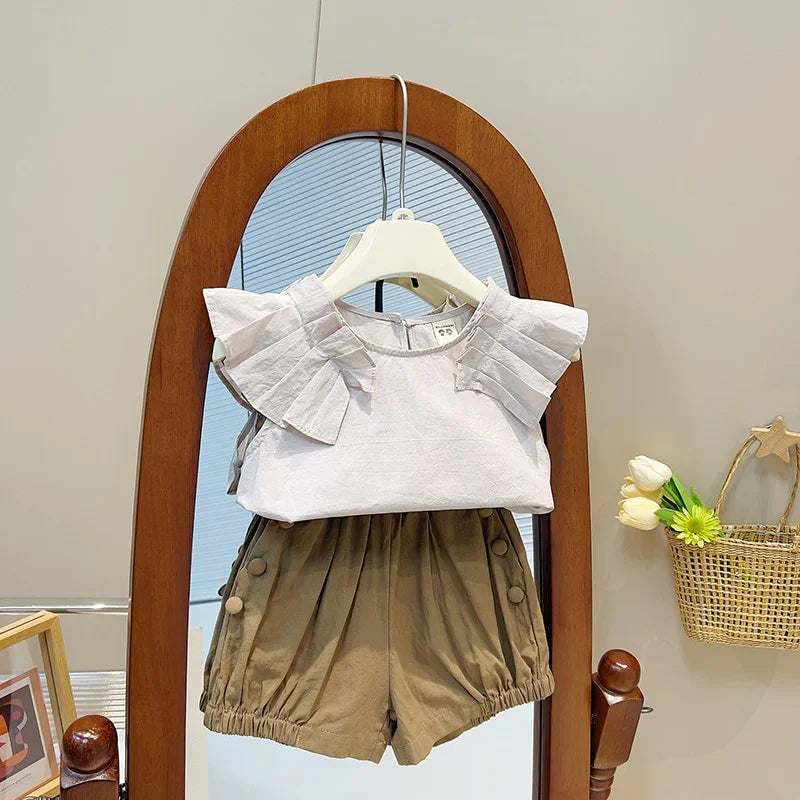 Angelica Girls Clothing Summer Short Sleeve Children Two Piece Set - GuGuTon baby store - Baby Fashion - Toddlers Outfits - Babies Outfits - Toddler Clothes - Kids Clothing - Newborn Clothes - Newborn Wear - Kids Wear - Trending Clothes - Trending Outfits - Fall Fashion - Winter Fashion - Girls Clothes - Boys Clothes - Babies Wear - Kids Accessories - KidsWear - Summer Clothes - Summer Fashion - Summer Trend - Falls Sweaters - Tops - Bottom - Jeans - Blouse - Dresses - Newborn Dresses - Toys