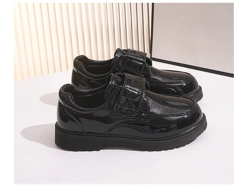 Boys Leather Shoes Spring Autumn Fashion Kids Soft Sole Shoes School Student Performance Flats Big Children's Shoes Black Formal