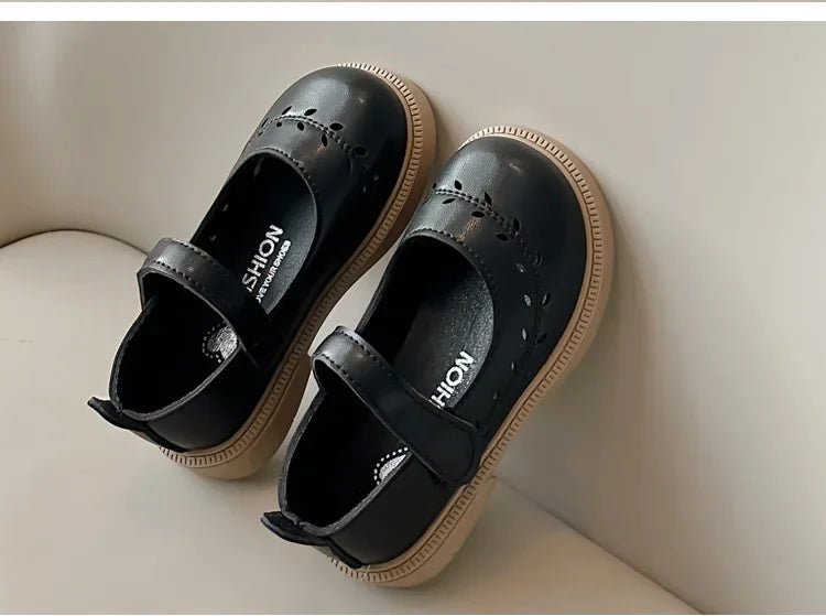 Girls' Leather Shoes Spring and Autumn New Breathable Girl Mary Jane Princess Shoes Black Performance Dance Shoes