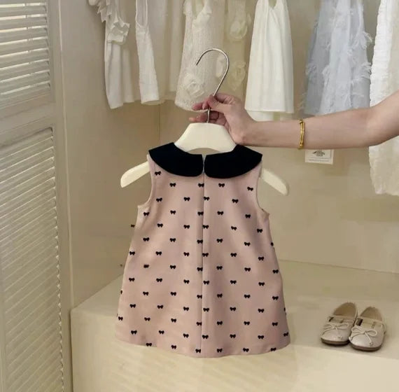 Girl Dress 2024 New Baby Girl Summer French Skirt Round Doll Collar Fashion Princess Dress