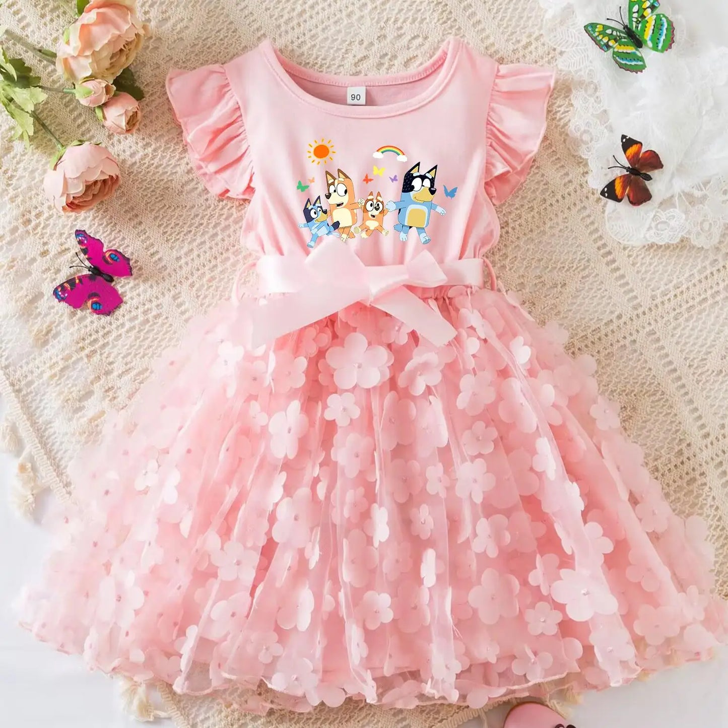 Girls Summer Dress with Butterfly for Ages 2-6