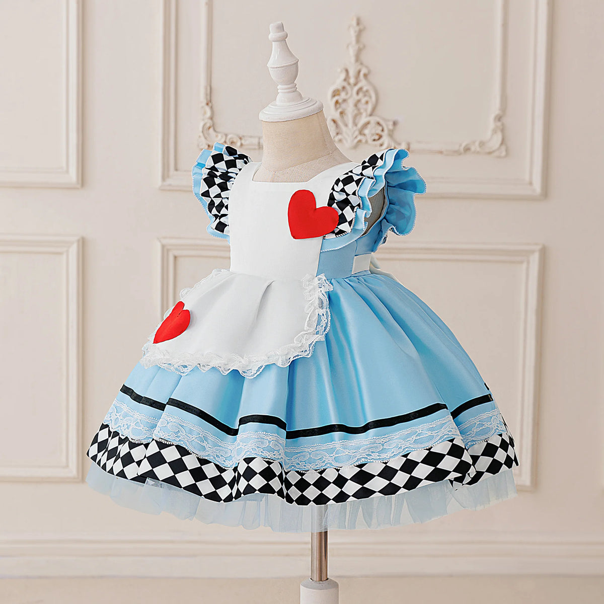 Baby Girl Dress Alice in Wonderland Girl Performance Costume Pleated Skirt Printed Lace Princess Dress